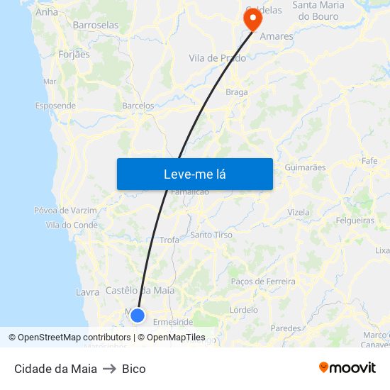 Cidade da Maia to Bico map