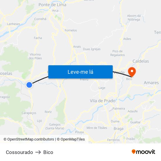 Cossourado to Bico map