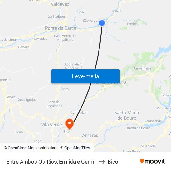 Entre Ambos-Os-Rios, Ermida e Germil to Bico map