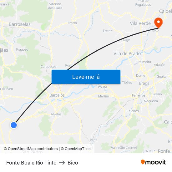 Fonte Boa e Rio Tinto to Bico map