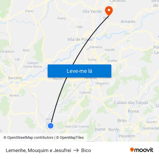 Lemenhe, Mouquim e Jesufrei to Bico map