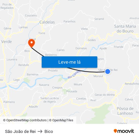 São João de Rei to Bico map