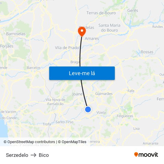 Serzedelo to Bico map