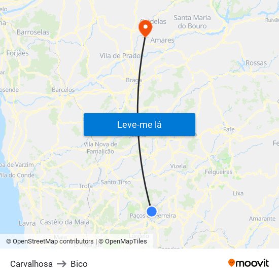 Carvalhosa to Bico map