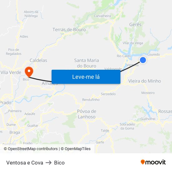 Ventosa e Cova to Bico map