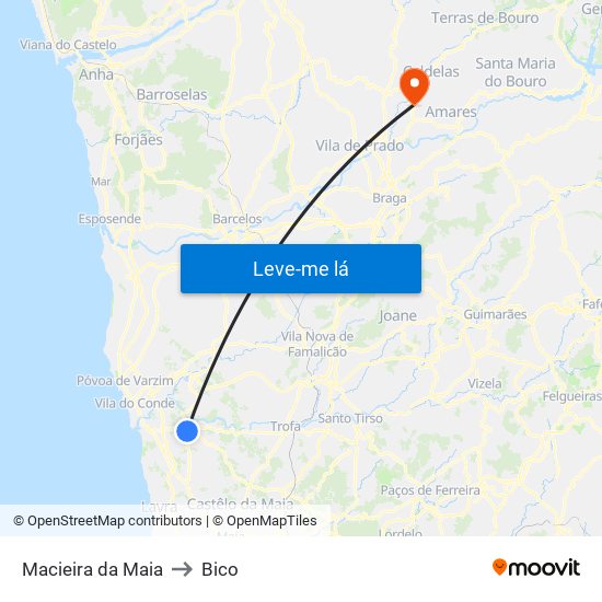 Macieira da Maia to Bico map