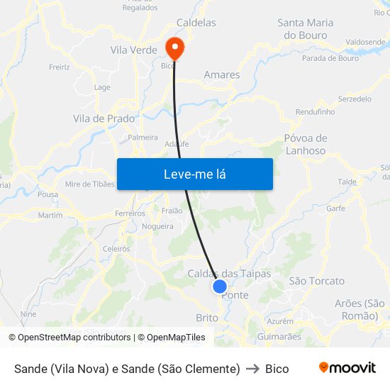 Sande (Vila Nova) e Sande (São Clemente) to Bico map