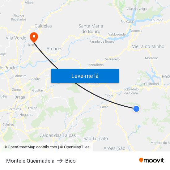 Monte e Queimadela to Bico map