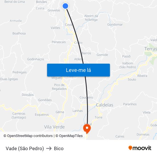 Vade (São Pedro) to Bico map