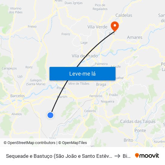 Sequeade e Bastuço (São João e Santo Estêvão) to Bico map