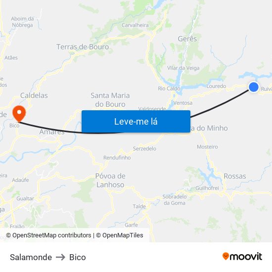 Salamonde to Bico map