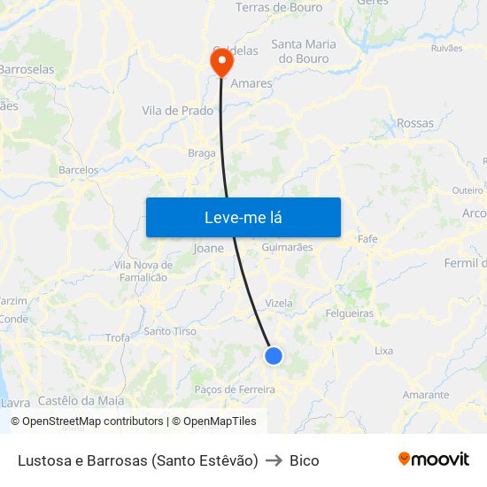 Lustosa e Barrosas (Santo Estêvão) to Bico map