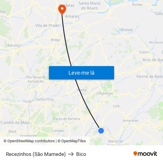 Recezinhos (São Mamede) to Bico map
