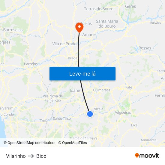 Vilarinho to Bico map