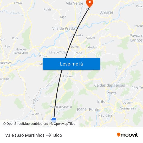 Vale (São Martinho) to Bico map