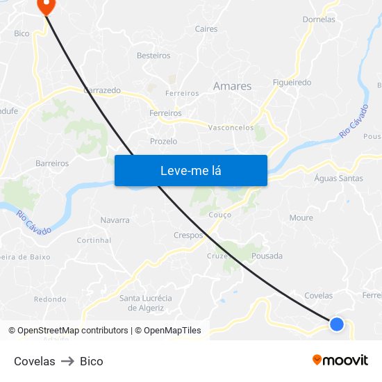 Covelas to Bico map