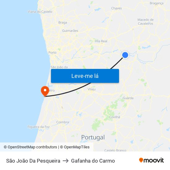 São João Da Pesqueira to Gafanha do Carmo map