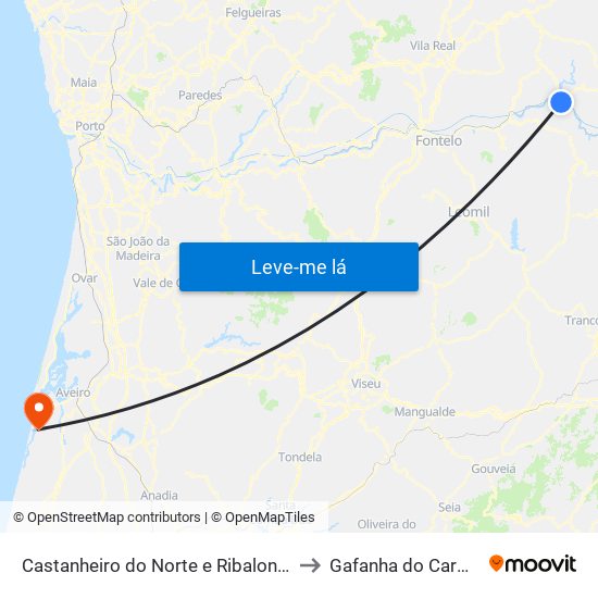 Castanheiro do Norte e Ribalonga to Gafanha do Carmo map