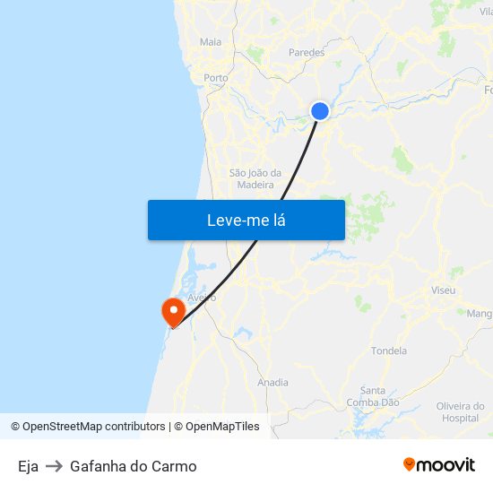 Eja to Gafanha do Carmo map