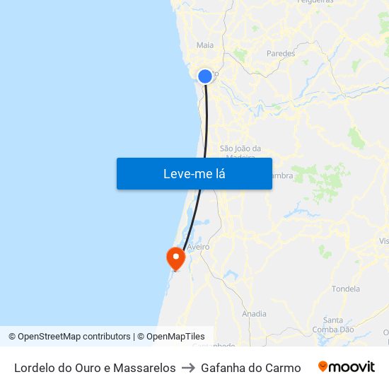 Lordelo do Ouro e Massarelos to Gafanha do Carmo map