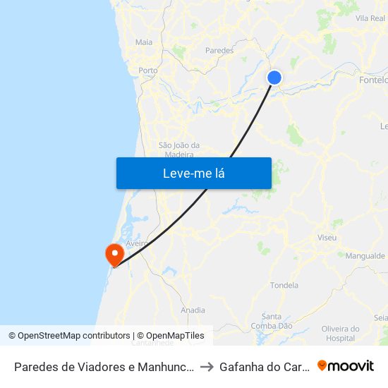 Paredes de Viadores e Manhuncelos to Gafanha do Carmo map