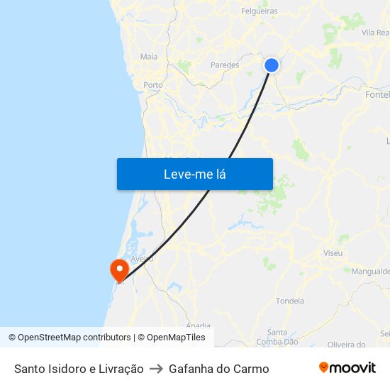 Santo Isidoro e Livração to Gafanha do Carmo map