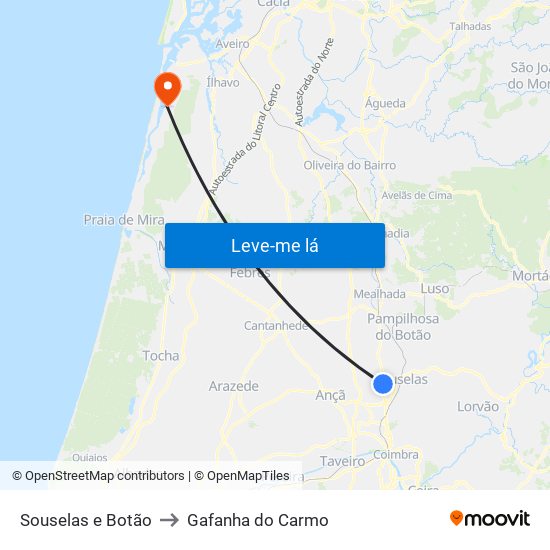Souselas e Botão to Gafanha do Carmo map