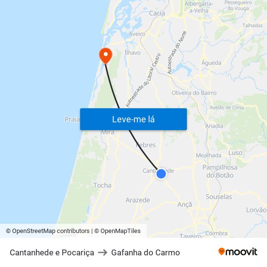 Cantanhede e Pocariça to Gafanha do Carmo map
