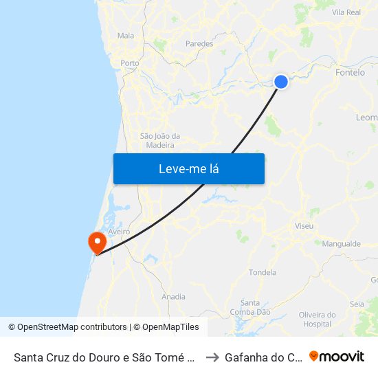 Santa Cruz do Douro e São Tomé de Covelas to Gafanha do Carmo map