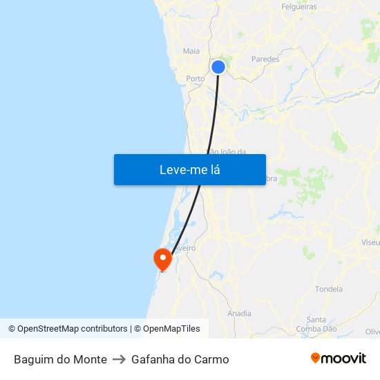 Baguim do Monte to Gafanha do Carmo map