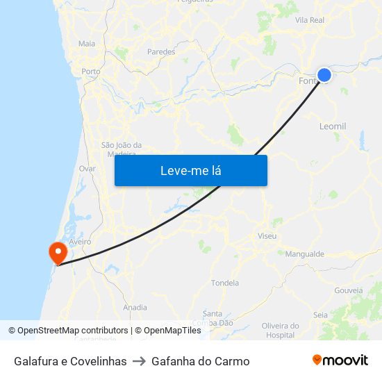 Galafura e Covelinhas to Gafanha do Carmo map