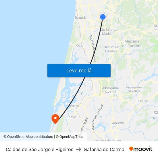 Caldas de São Jorge e Pigeiros to Gafanha do Carmo map