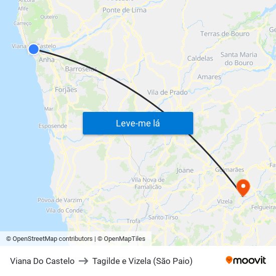 Viana Do Castelo to Tagilde e Vizela (São Paio) map
