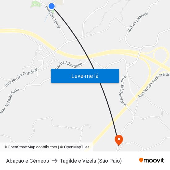 Abação e Gémeos to Tagilde e Vizela (São Paio) map