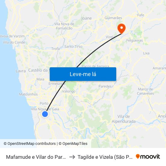 Mafamude e Vilar do Paraíso to Tagilde e Vizela (São Paio) map