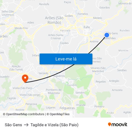 São Gens to Tagilde e Vizela (São Paio) map