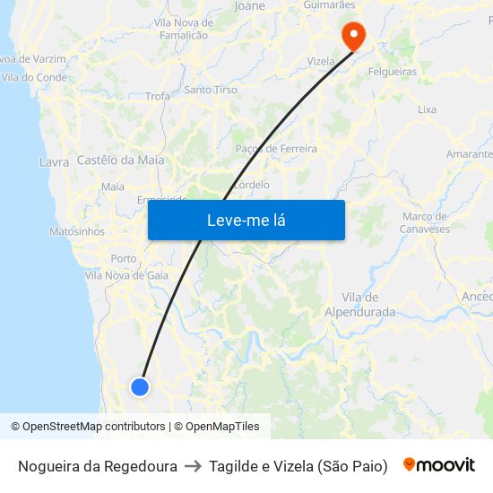 Nogueira da Regedoura to Tagilde e Vizela (São Paio) map