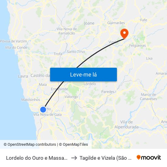 Lordelo do Ouro e Massarelos to Tagilde e Vizela (São Paio) map