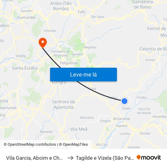 Vila Garcia, Aboim e Chapa to Tagilde e Vizela (São Paio) map