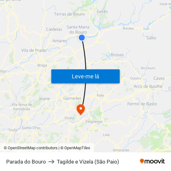 Parada do Bouro to Tagilde e Vizela (São Paio) map