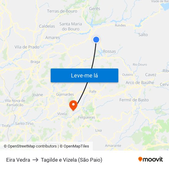Eira Vedra to Tagilde e Vizela (São Paio) map