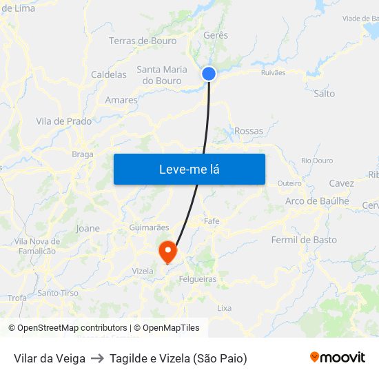 Vilar da Veiga to Tagilde e Vizela (São Paio) map