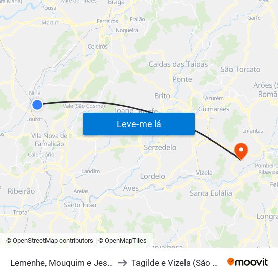 Lemenhe, Mouquim e Jesufrei to Tagilde e Vizela (São Paio) map