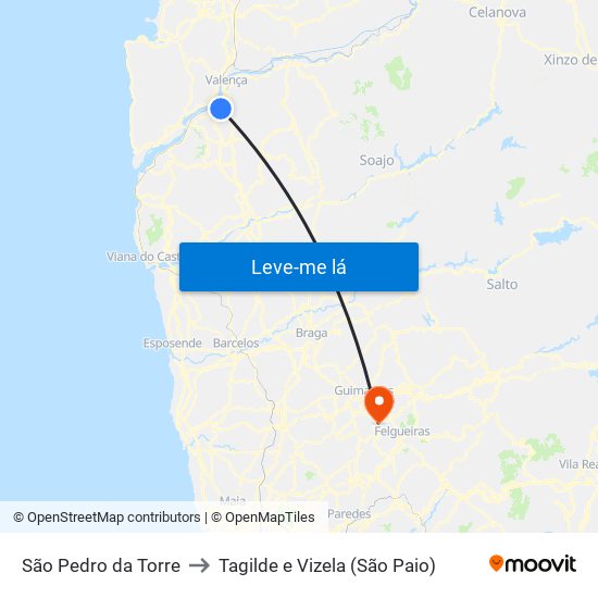 São Pedro da Torre to Tagilde e Vizela (São Paio) map