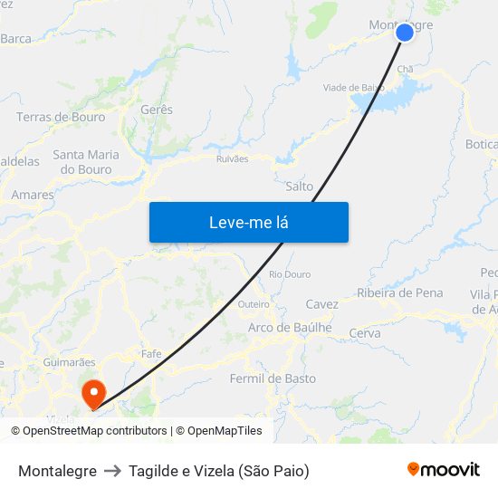 Montalegre to Tagilde e Vizela (São Paio) map
