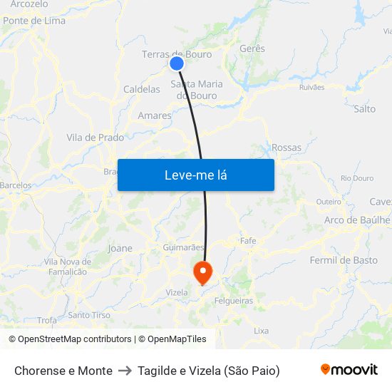 Chorense e Monte to Tagilde e Vizela (São Paio) map
