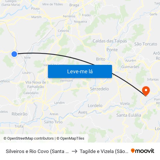 Silveiros e Rio Covo (Santa Eulália) to Tagilde e Vizela (São Paio) map