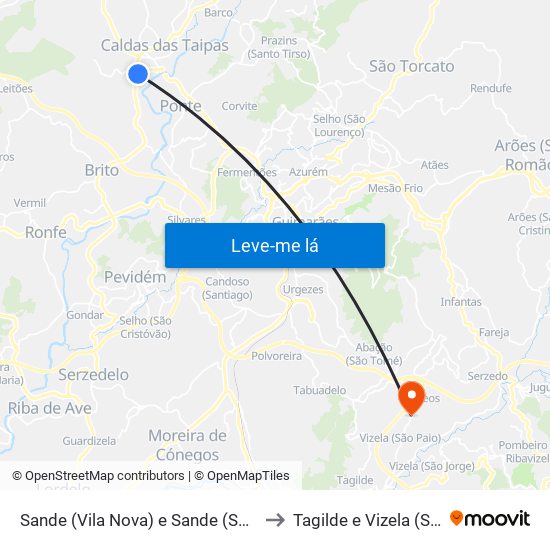 Sande (Vila Nova) e Sande (São Clemente) to Tagilde e Vizela (São Paio) map