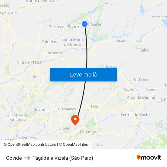 Covide to Tagilde e Vizela (São Paio) map