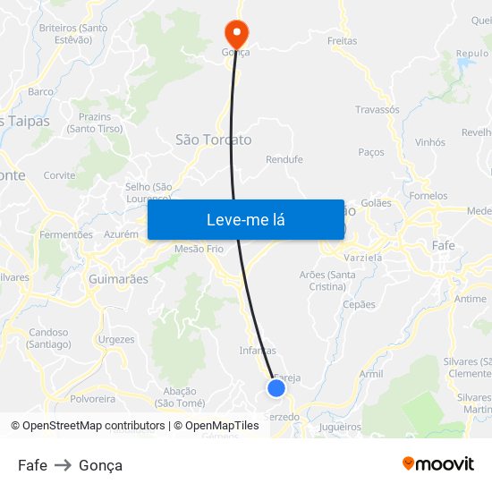 Fafe to Gonça map